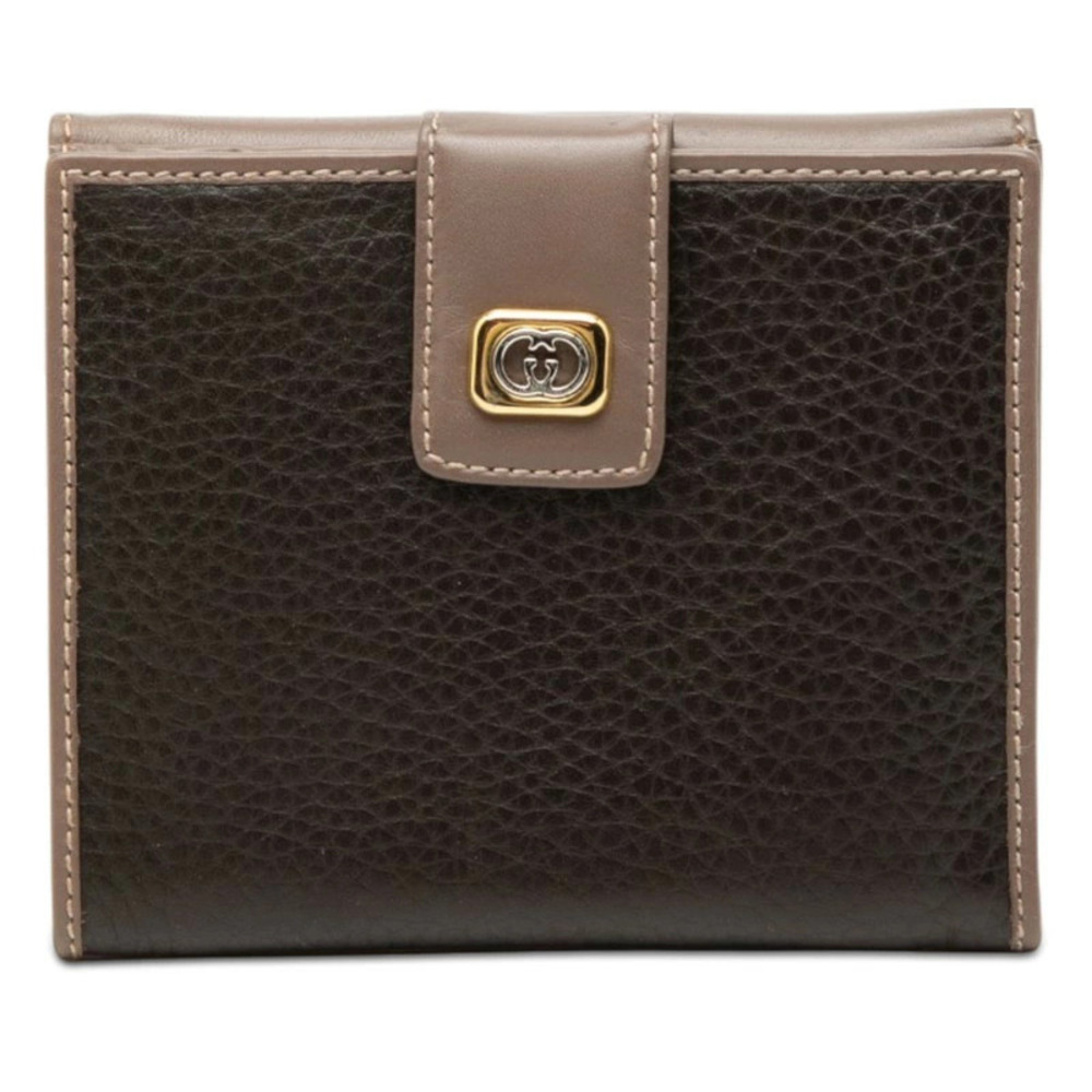 Gucci Bi fold Wallet Black Brown Leather